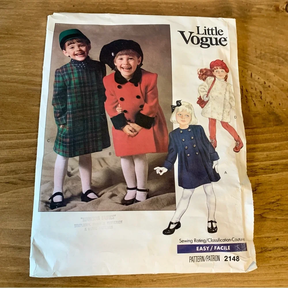 Little Vogue Sewing Pattern #2148 Loose Fitting Coat Jacket Vintage Size 6X